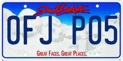SD license plate 0FJP05
