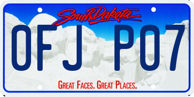 SD license plate 0FJP07
