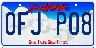 SD license plate 0FJP08