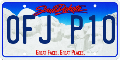 SD license plate 0FJP10
