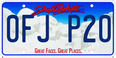 SD license plate 0FJP20