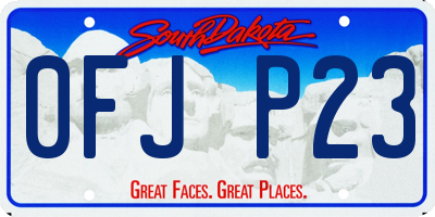 SD license plate 0FJP23
