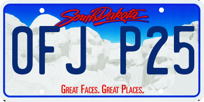 SD license plate 0FJP25