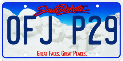 SD license plate 0FJP29