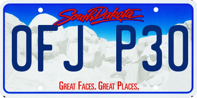 SD license plate 0FJP30