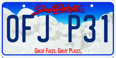 SD license plate 0FJP31