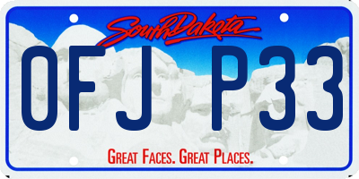 SD license plate 0FJP33
