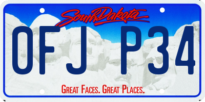 SD license plate 0FJP34