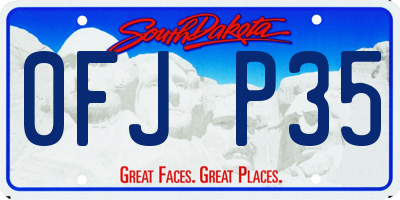 SD license plate 0FJP35