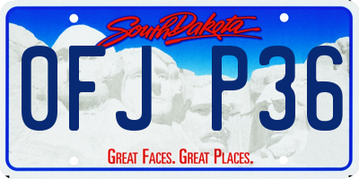 SD license plate 0FJP36