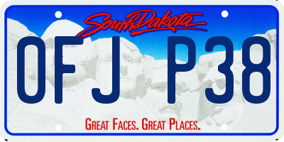 SD license plate 0FJP38