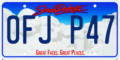 SD license plate 0FJP47