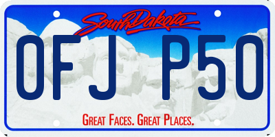 SD license plate 0FJP50