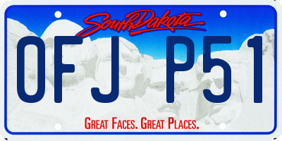 SD license plate 0FJP51