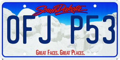 SD license plate 0FJP53