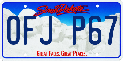 SD license plate 0FJP67