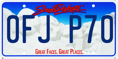 SD license plate 0FJP70