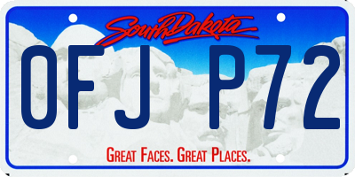 SD license plate 0FJP72