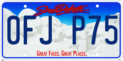 SD license plate 0FJP75