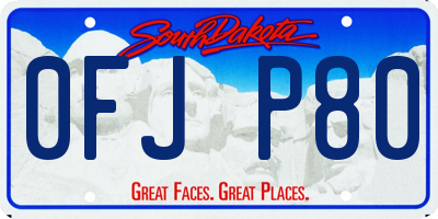 SD license plate 0FJP80