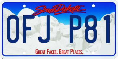 SD license plate 0FJP81