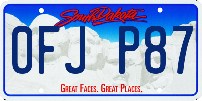 SD license plate 0FJP87