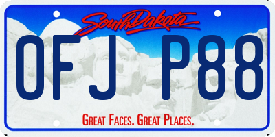 SD license plate 0FJP88