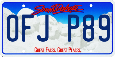 SD license plate 0FJP89