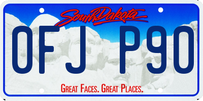 SD license plate 0FJP90