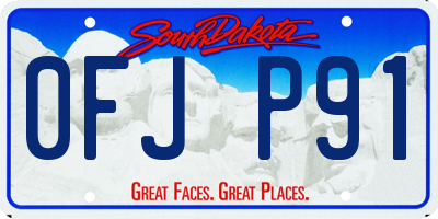 SD license plate 0FJP91