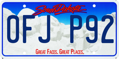 SD license plate 0FJP92