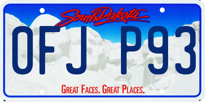 SD license plate 0FJP93