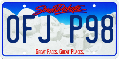SD license plate 0FJP98