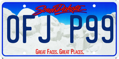 SD license plate 0FJP99