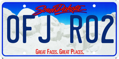 SD license plate 0FJR02