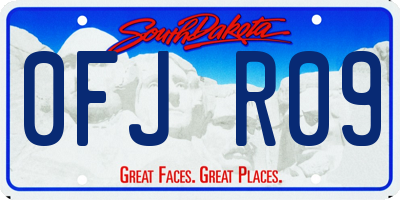 SD license plate 0FJR09
