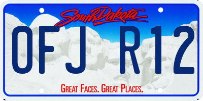 SD license plate 0FJR12
