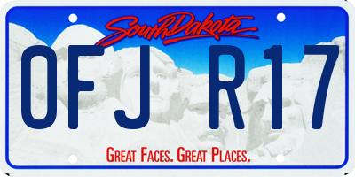 SD license plate 0FJR17