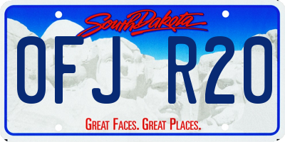 SD license plate 0FJR20