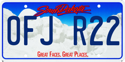 SD license plate 0FJR22