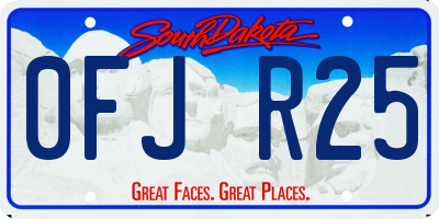 SD license plate 0FJR25
