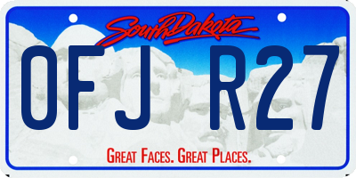 SD license plate 0FJR27