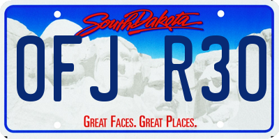SD license plate 0FJR30