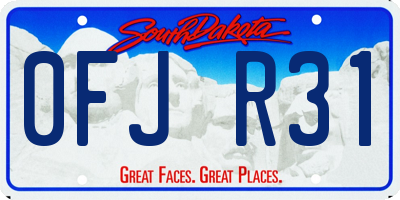 SD license plate 0FJR31