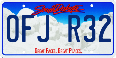 SD license plate 0FJR32