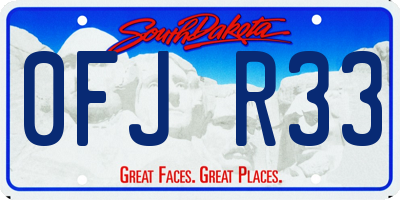 SD license plate 0FJR33