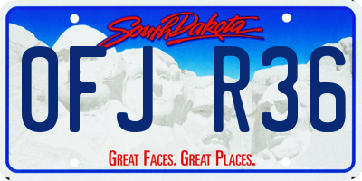 SD license plate 0FJR36