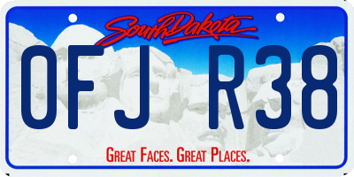 SD license plate 0FJR38