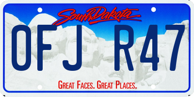 SD license plate 0FJR47