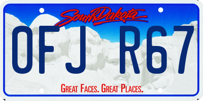 SD license plate 0FJR67